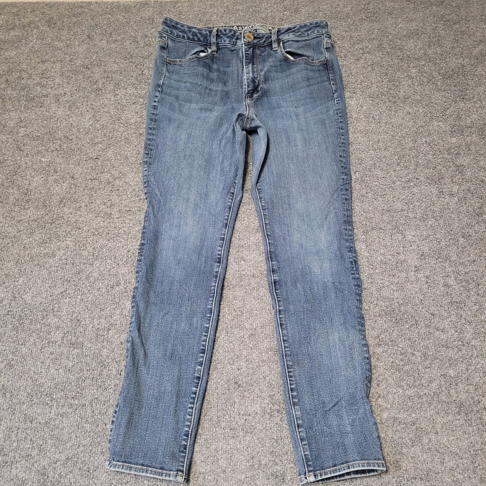 American Eagle Jeans Womens Size 12 Blue 360 Super Stretch Slim Straight Casual